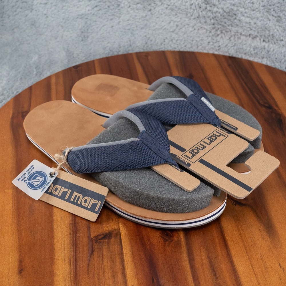 Hari Mari Scouts Mens Sz 9 Flip Flops Indigo Gray Nubuck Leather Sandals